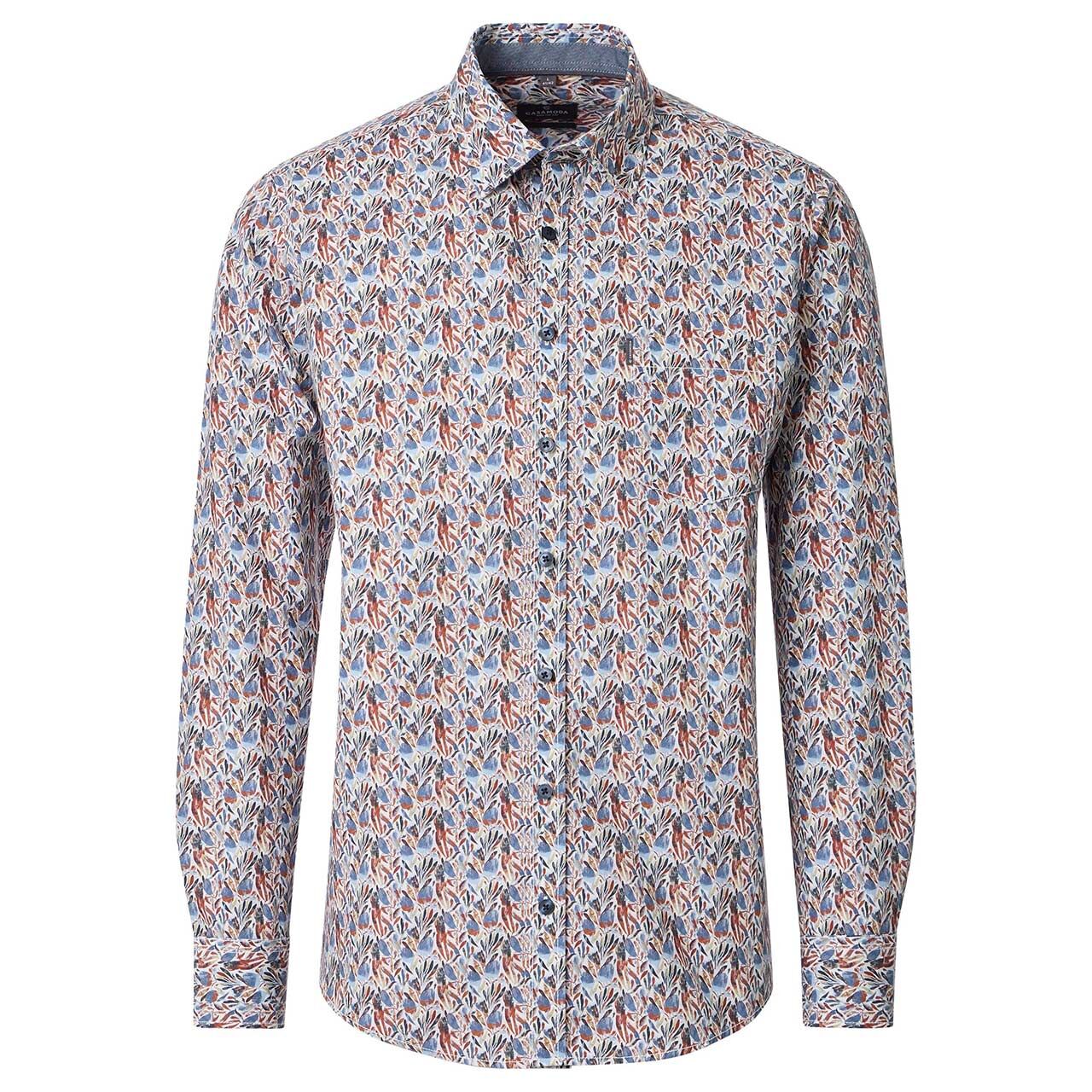 Casa Moda Herren Langarm Hemd blue allover print