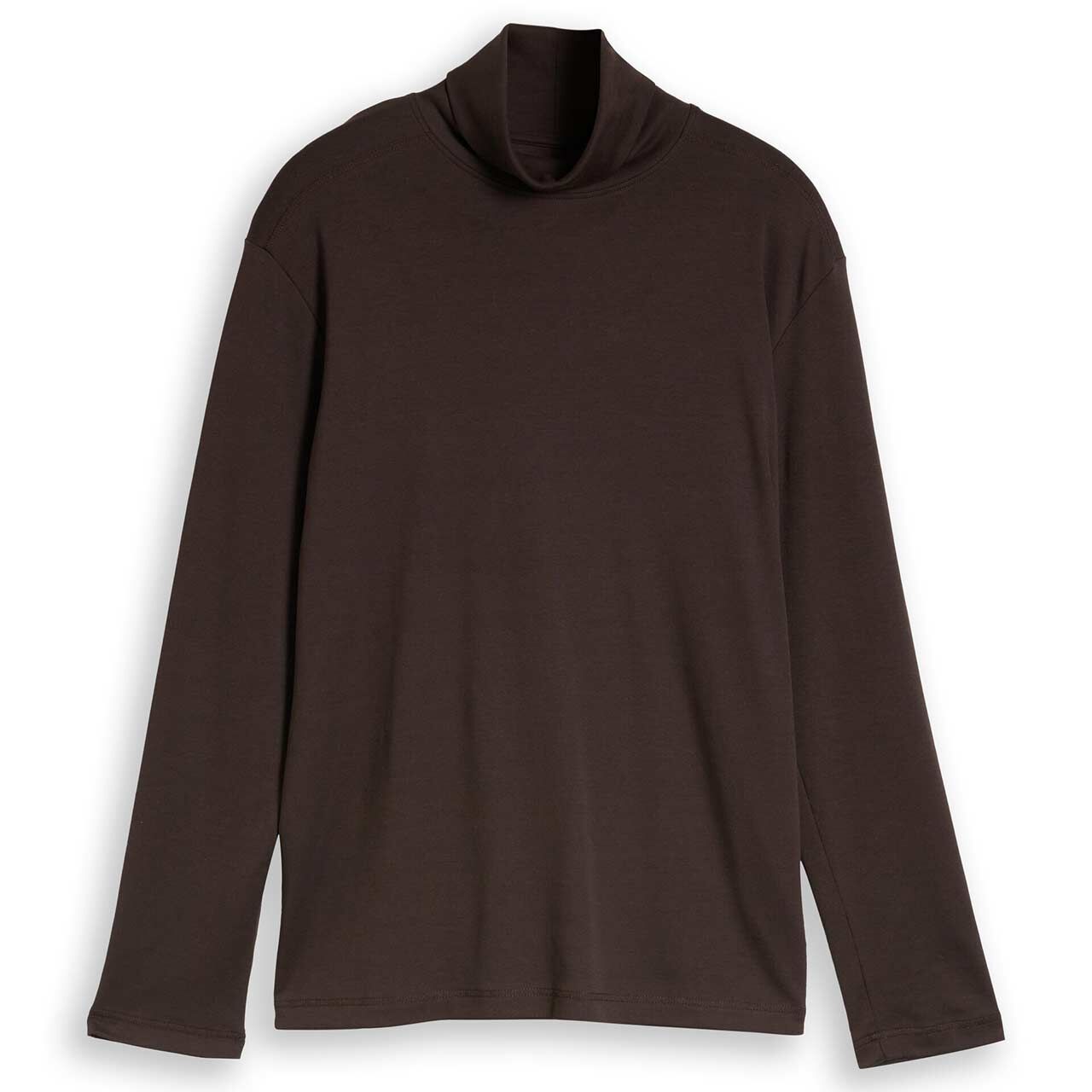 Tom Tailor Herren Rollkragen Langarm Shirt Turtleneck dark chocolate brown printed
