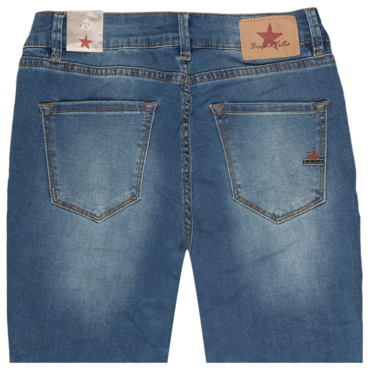 Stretch Damenjeans Italy V 7/8 Cozy Denim von Buena Vista in Blau angewaschen, detaillierte Rückansicht