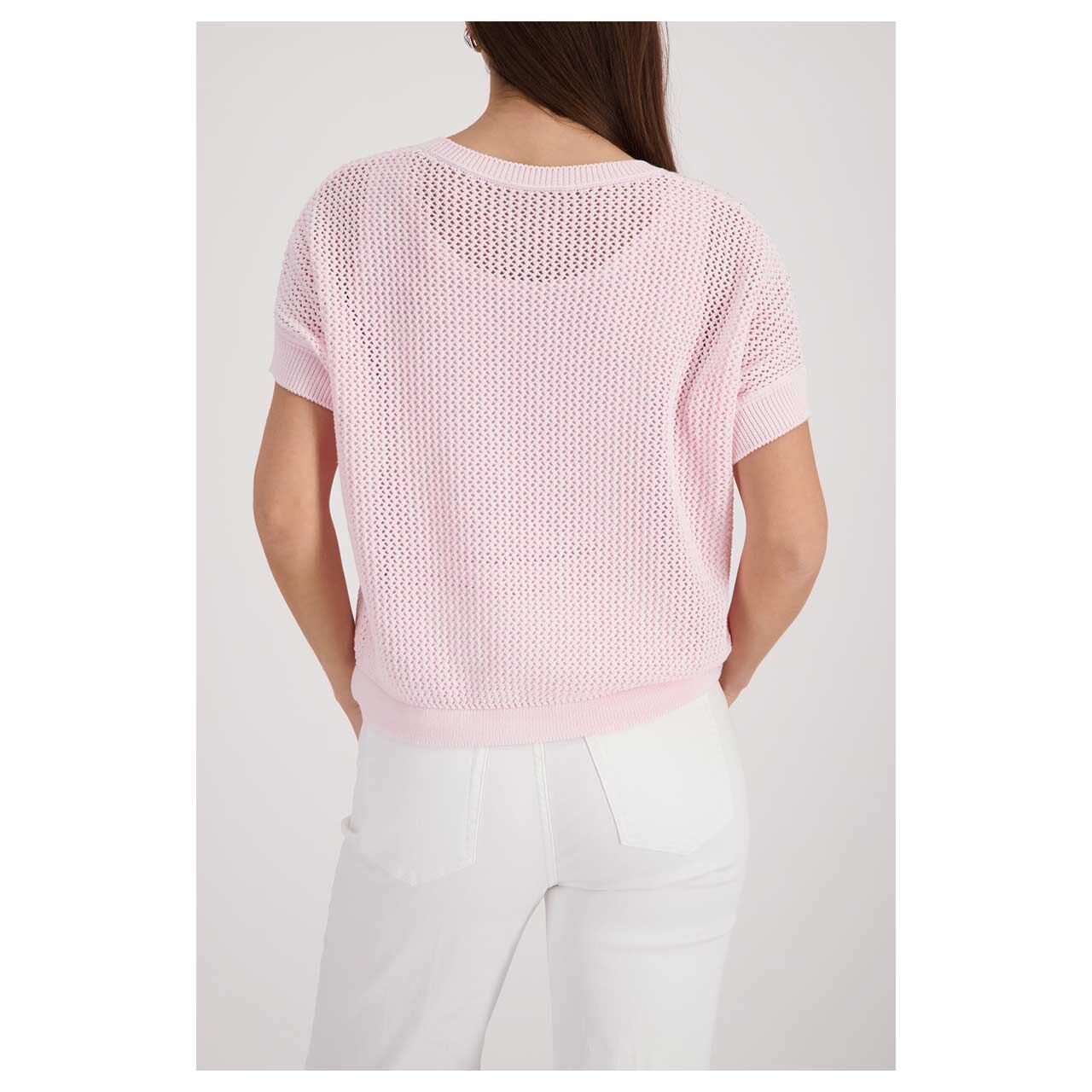 Damen Kurzarm Pullover von Monari in Rosa, Rückansicht