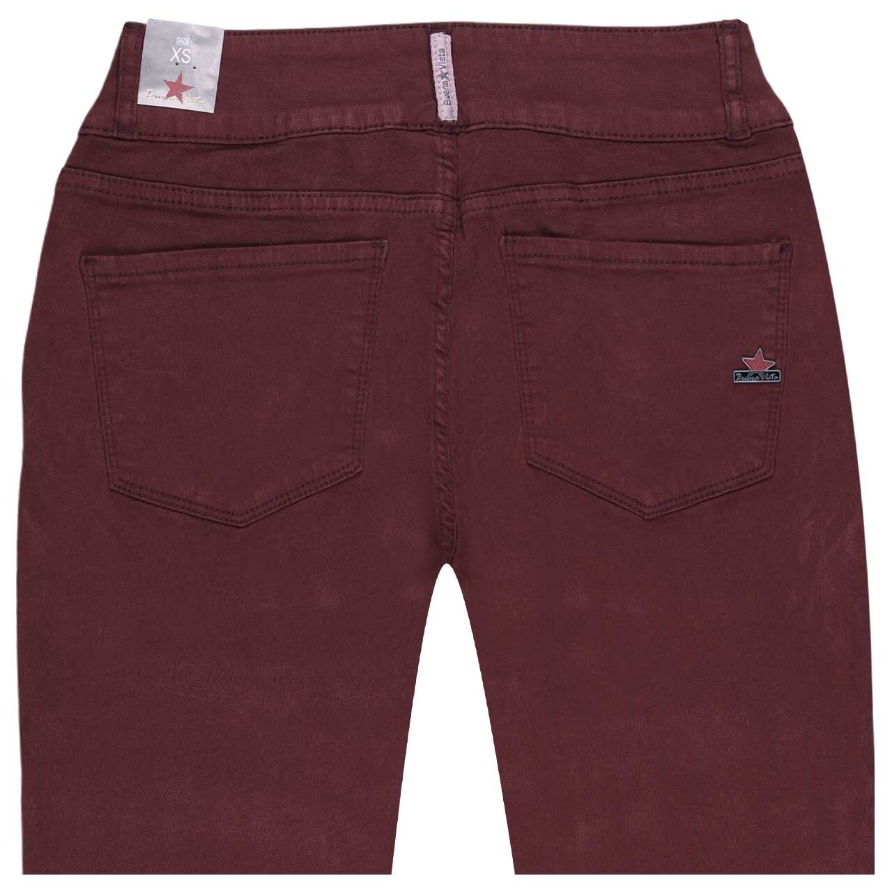 Damen Baumwollhose Tummyless Jacquard Twill von Buena Vista in Burgunderrot, detaillierte Rückansicht