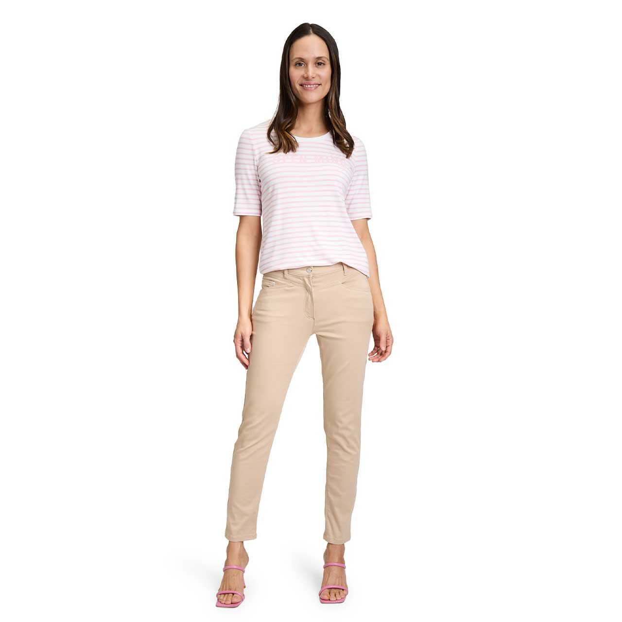 Damen T-Shirt von Betty Barclay in Rosa gestreift, Gesamtansicht getragen