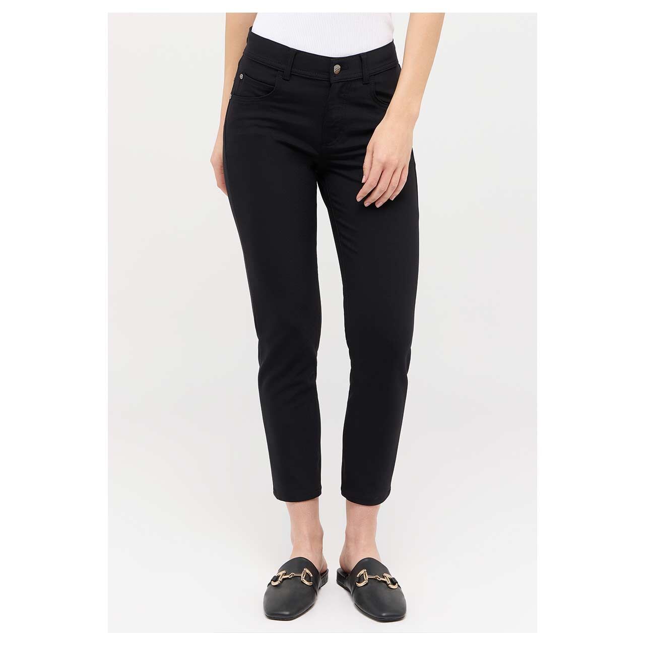 Damen 7/8 Hose Ornella von Angels in Schwarz, Vorderansicht am Model
