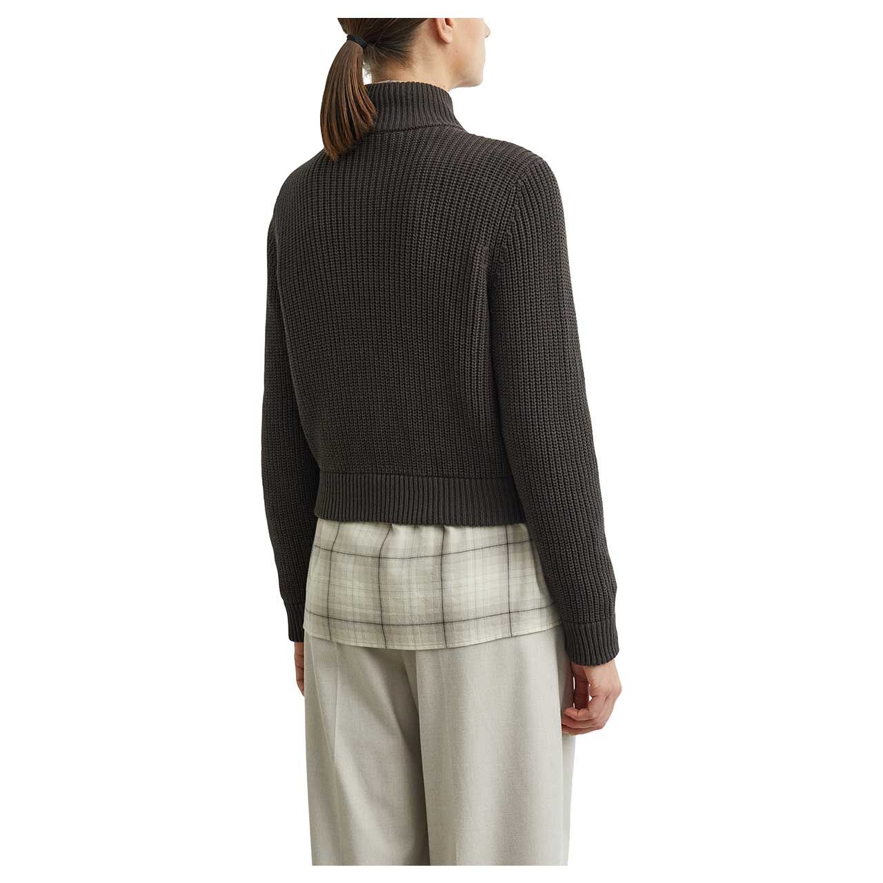 Damen Strickjacke von Comma in Dunkelbraun, Rückansicht Model