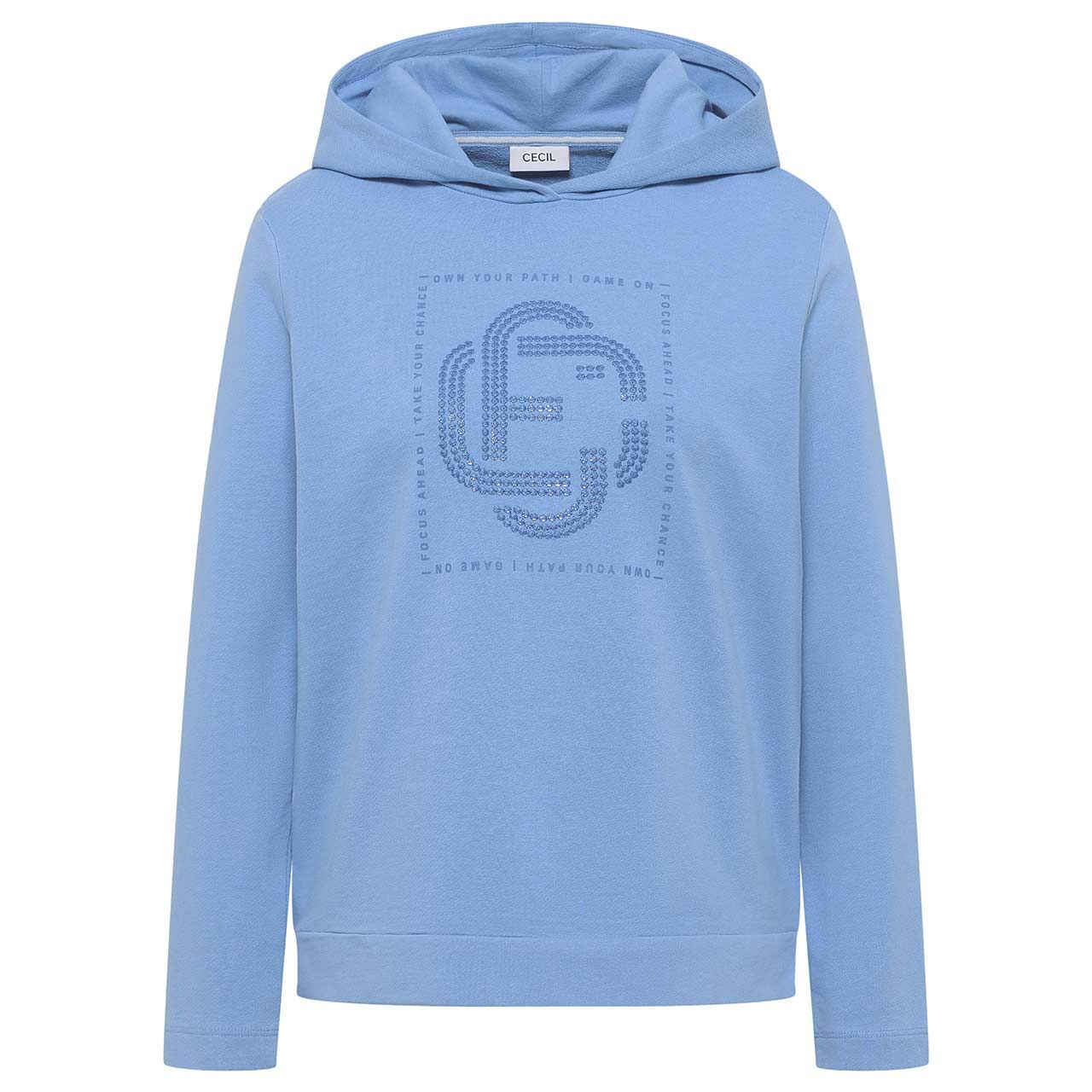 Cecil Damen Hoodie Sweatshirt Stitched Sequins fountain blue