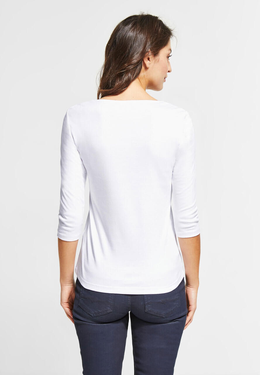 streetone-tshirt-pania-white-10000-hinten Street One Pania Damen 3/4 Arm Shirt in Weiß, FarbNr. 10000