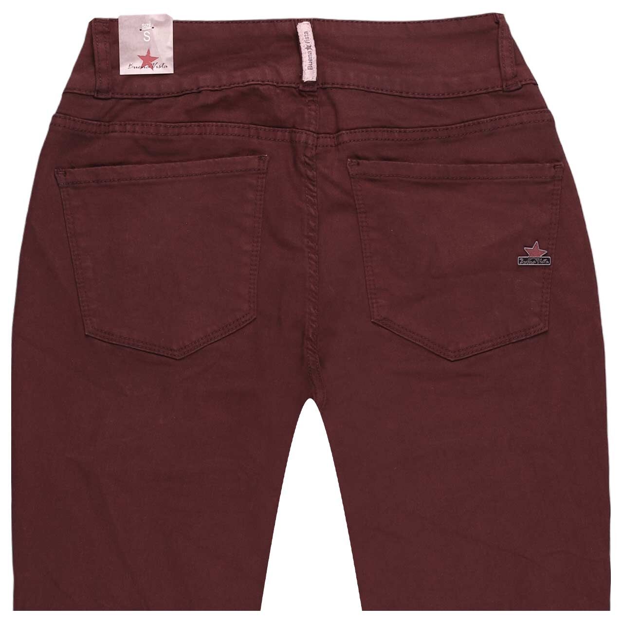 Damen Baumwollhose Tummyless Stretch Twill von Buena Vista in Burgunderrot, detaillierte Rückansicht