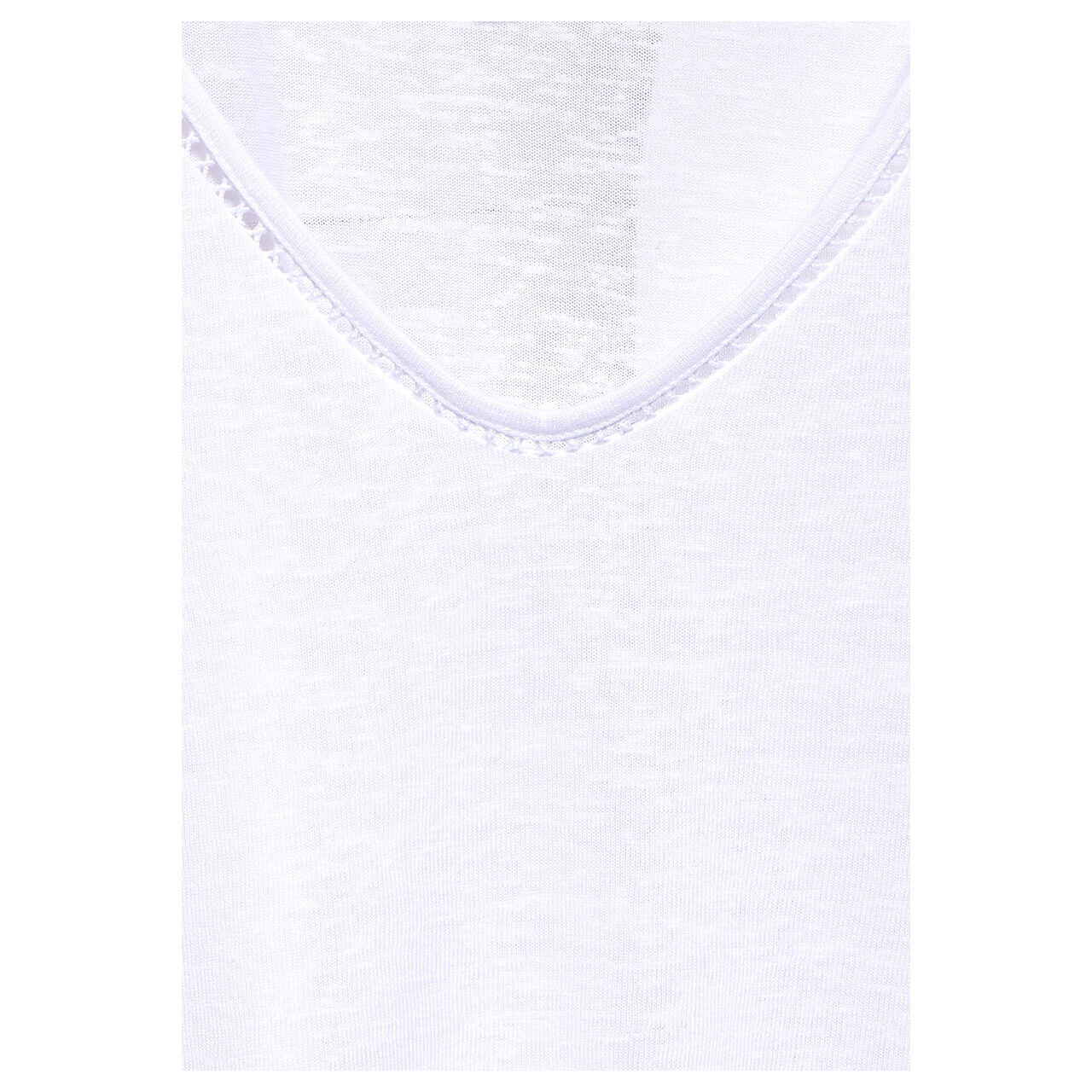 Street One Damen T-Shirt Linen Look white with crochet