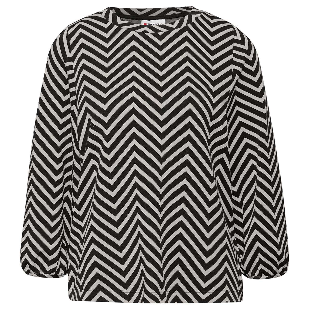 Street One Damen 3/4 Arm Sweatshirt Jacquard Dessin black Street One Damen 3/4 Arm Sweatshirt Jacquard Dessin black