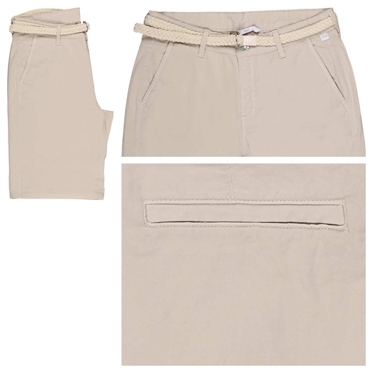 MAC Chino Shorts Baumwollhose ivory belt