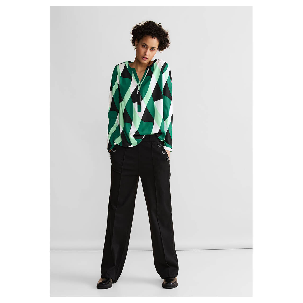 Street One Damen Langarm Bluse Bamika fresh green