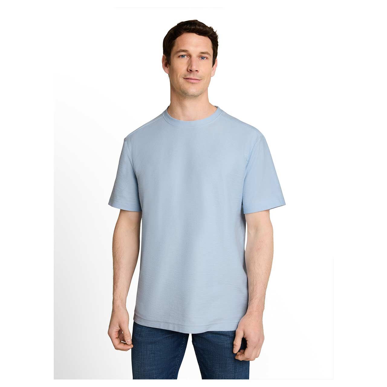 Herren T-Shirt von Tom Tailor in Hellblau, Vorderansicht am Model