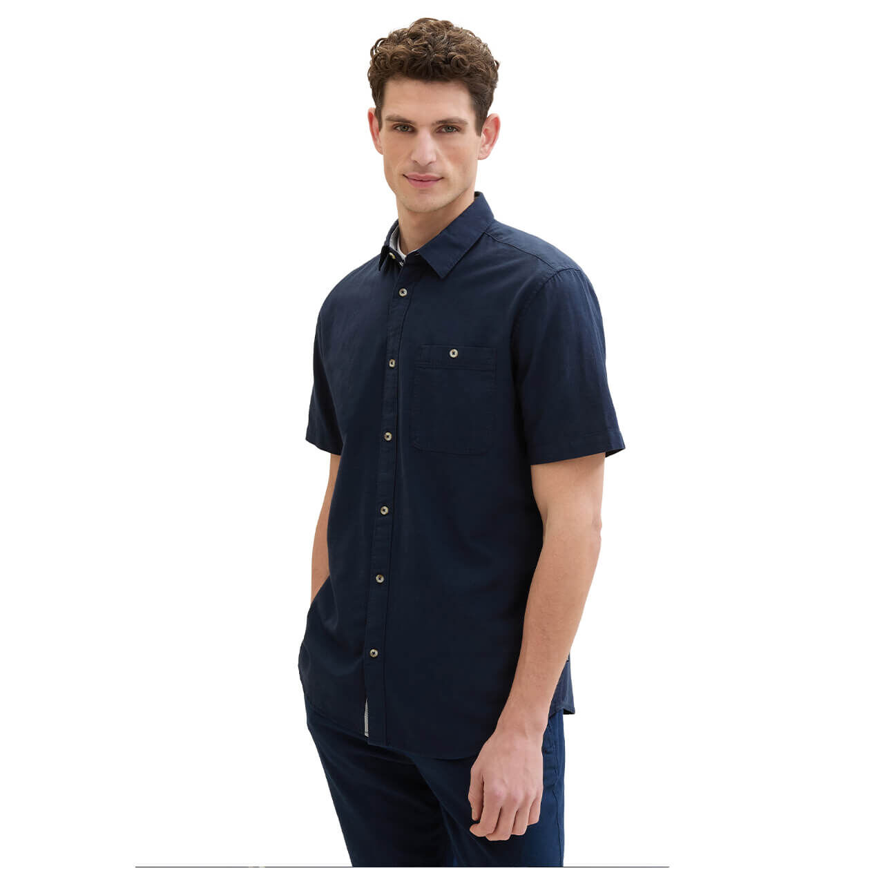 Tom Tailor Herren 1/2 Arm Hemd Slubyarn sky captain blue