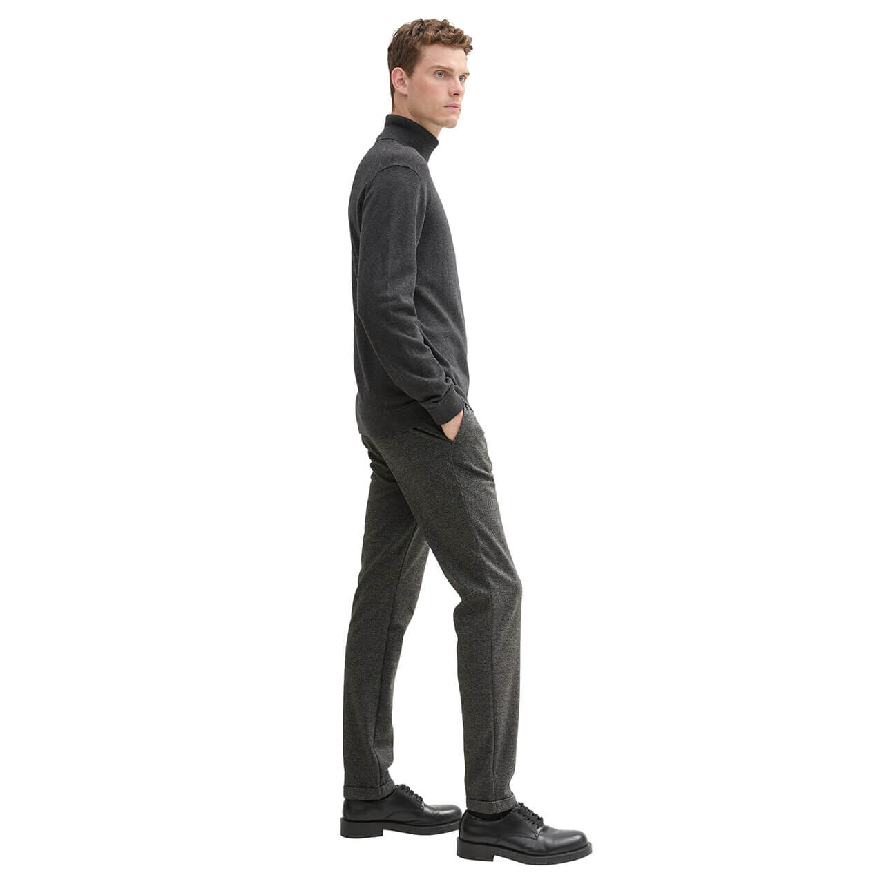 Herren Chinohose Travis von Tom Tailor in Schwarz-Weiß, Seitenansicht