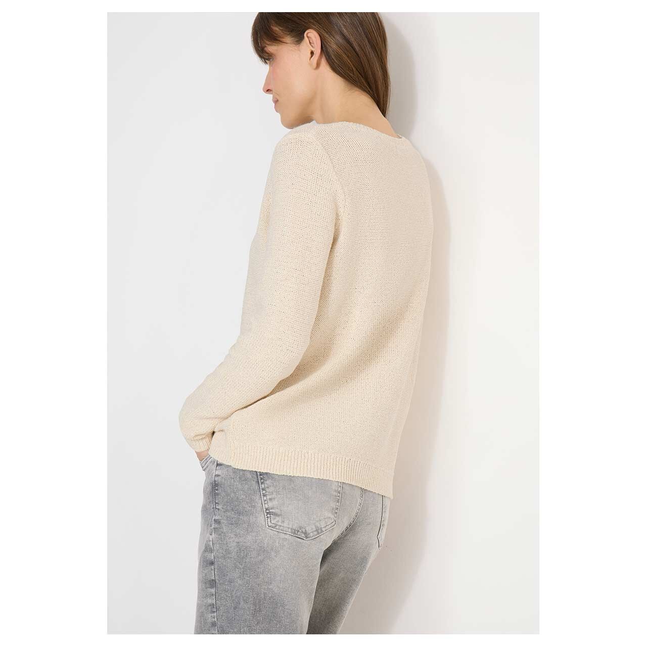 Damen Pullover Space Dye Tape von Cecil in Beige, Rückansicht am Model