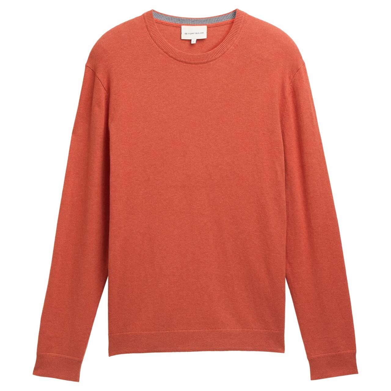 Tom Tailor Herren Pullover Cashmere Crewneck Knit rust red melange