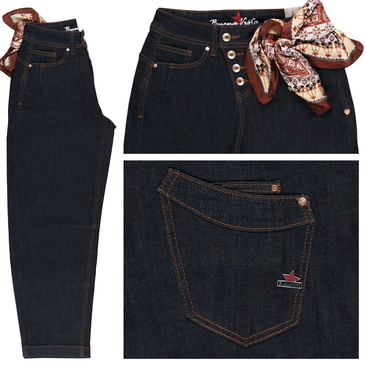 Buena Vista Malibu 7/8 Relaxed Stretch Denim Jeans raw denim