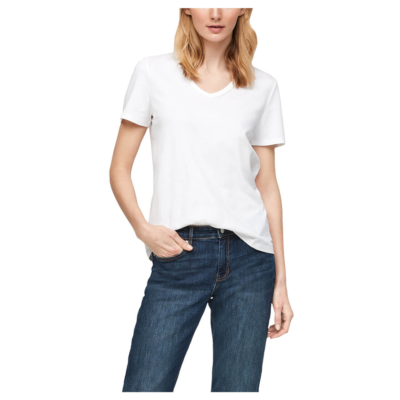 S.Oliver Maglietta Donna – Slim Fit, Scollo A V, Cotone Interlock Morbido