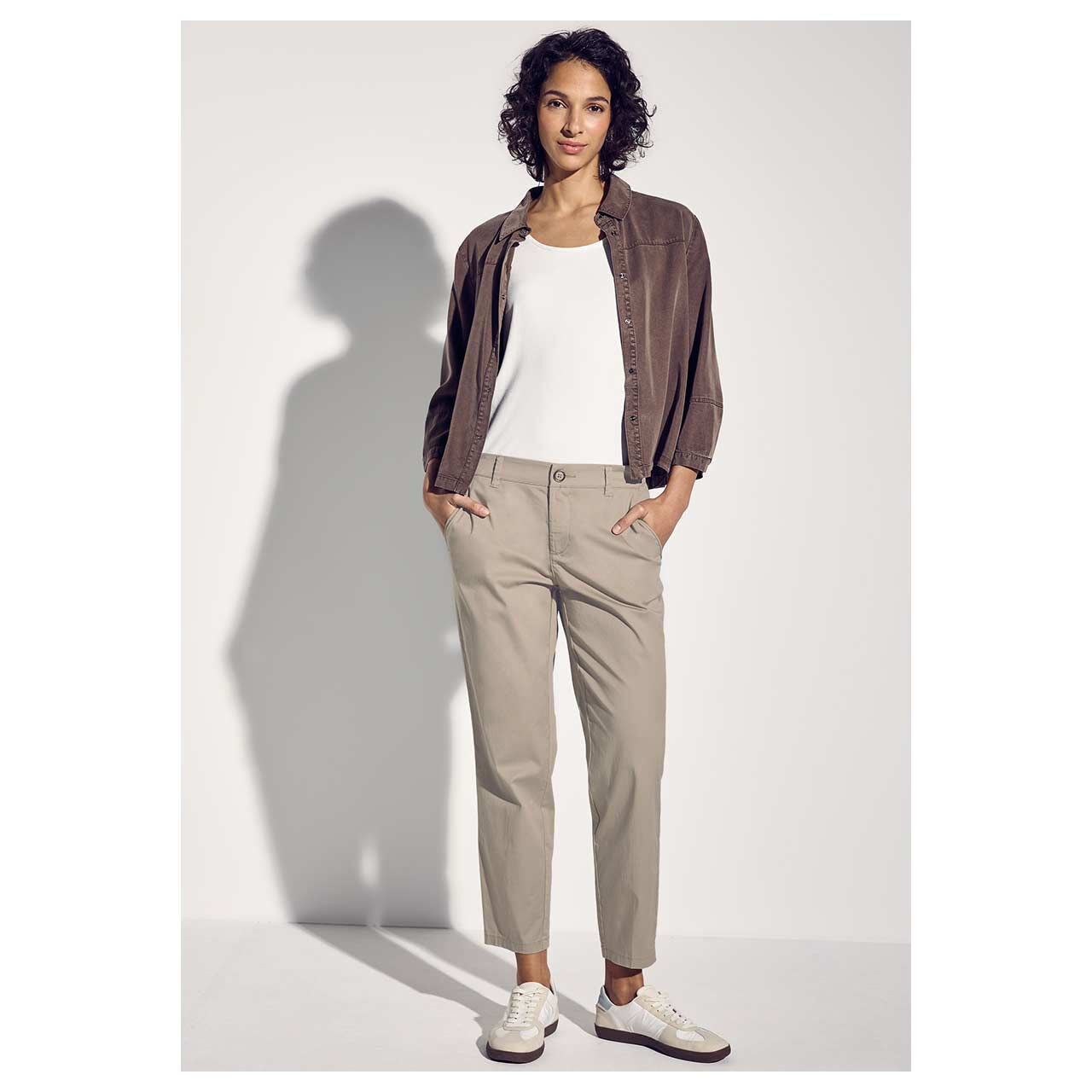Street One Ankle Chinohose Peach Twill buff grey