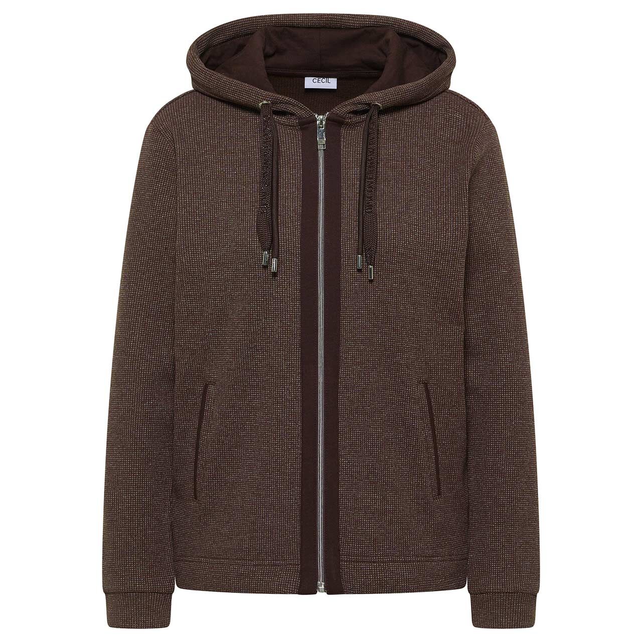 Cecil Damen Hoodie Sweatjacke macchiato brown melange