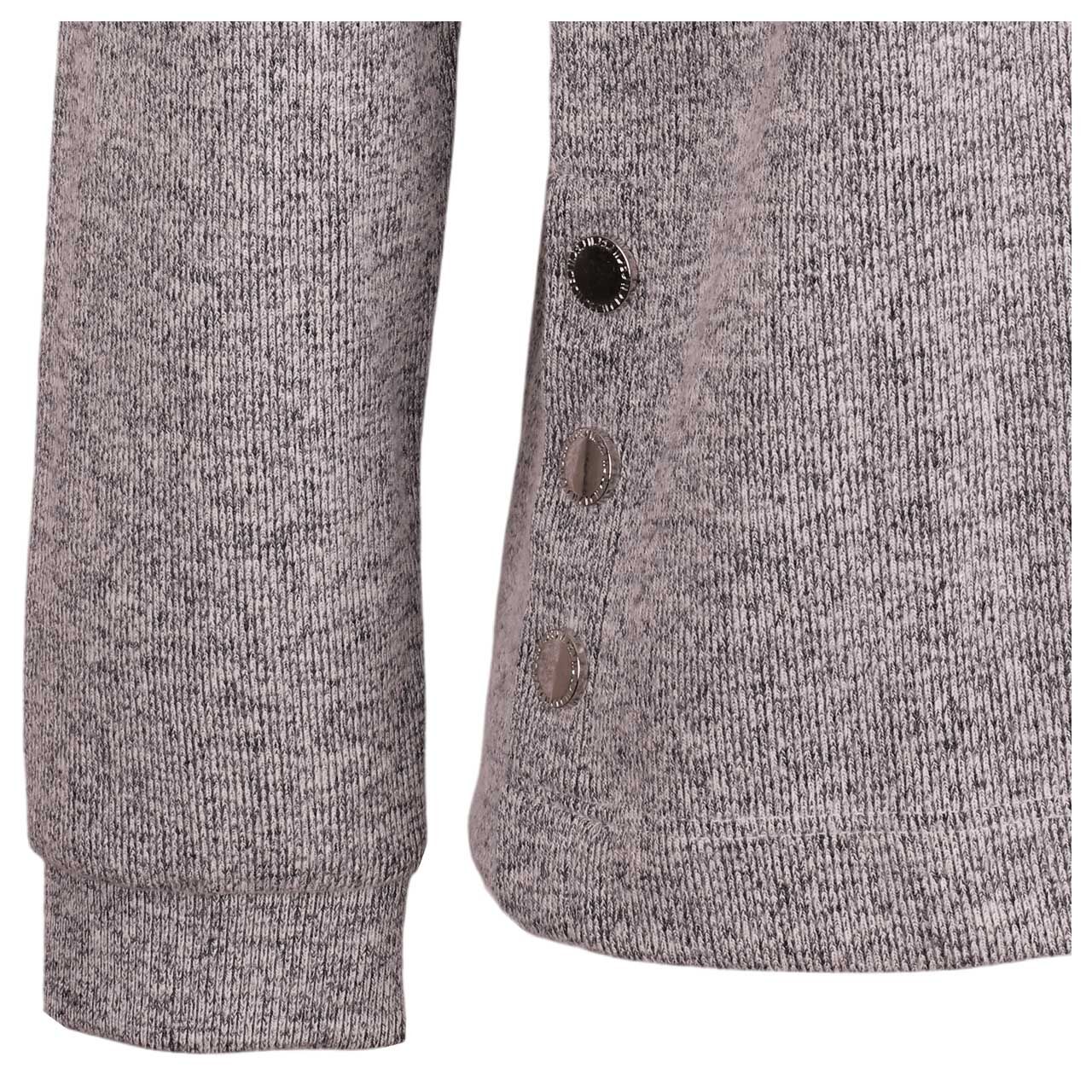 Damen Pullover Rib Button von Cecil in Dunkelblau meliert, Detailansicht Knöpfe