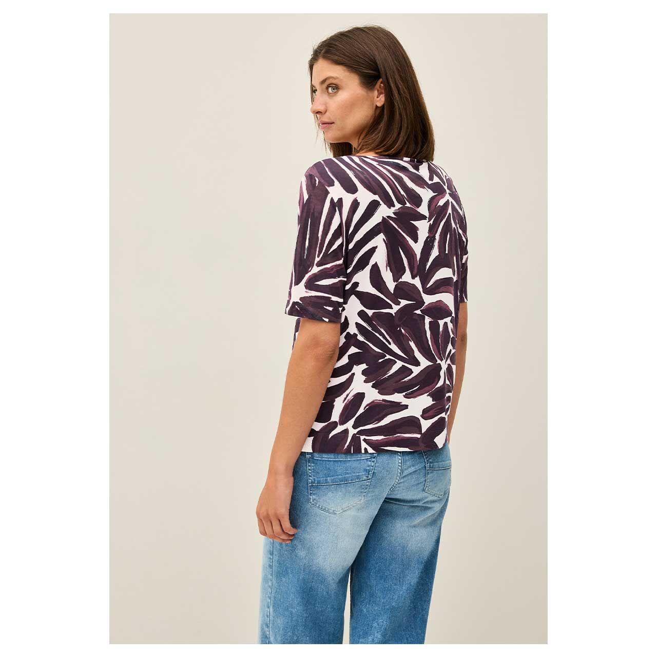 Damen T-Shirt Big Leaf Tunic von Cecil in Burgunderrot, Rückansicht am Modell