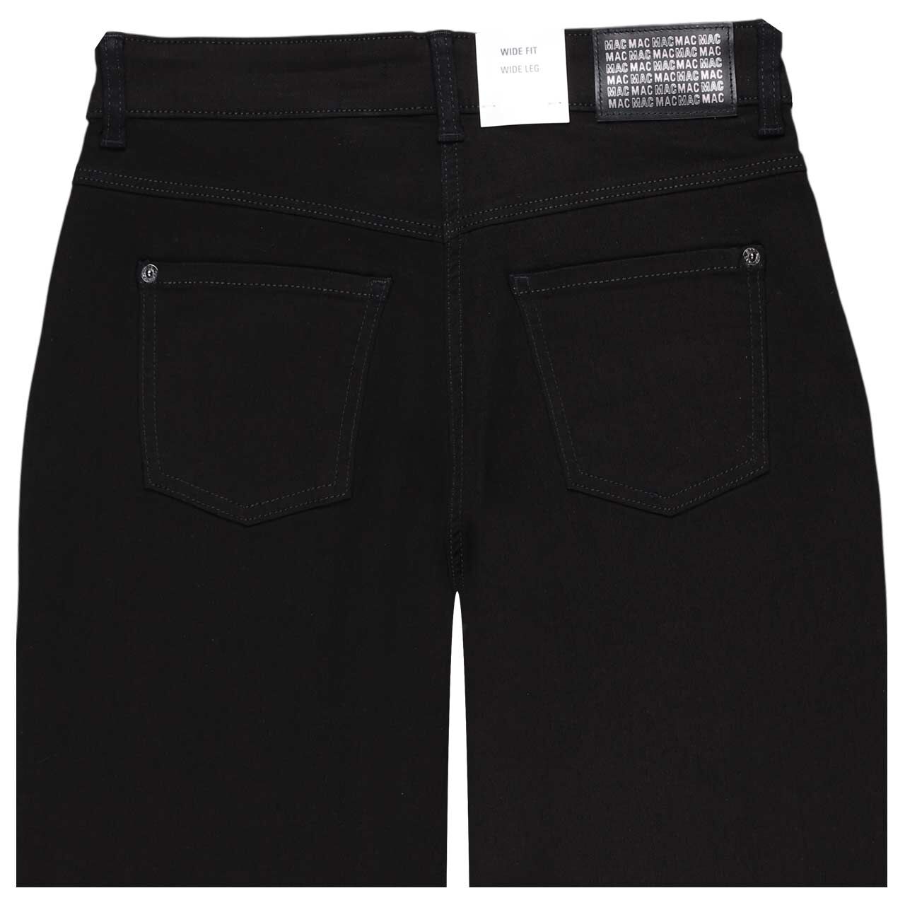 Stretch Damenjeans Wide von MAC in Schwarz mit Strass, detaillierte Rückansicht