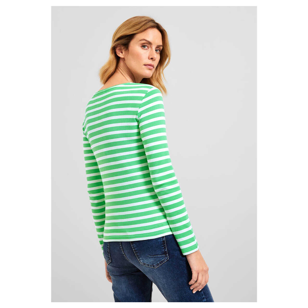 Cecil Pia Langarm Shirt smash green stripes