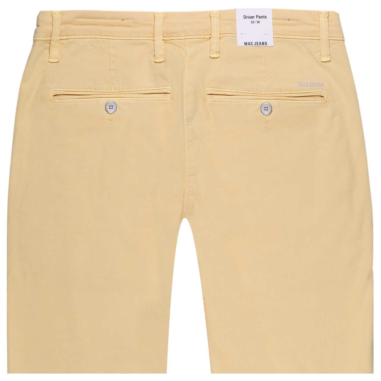 Herren Chino Baumwollhose Flexx Driver Pants von MAC in Gelb, detaillierte Rückansicht