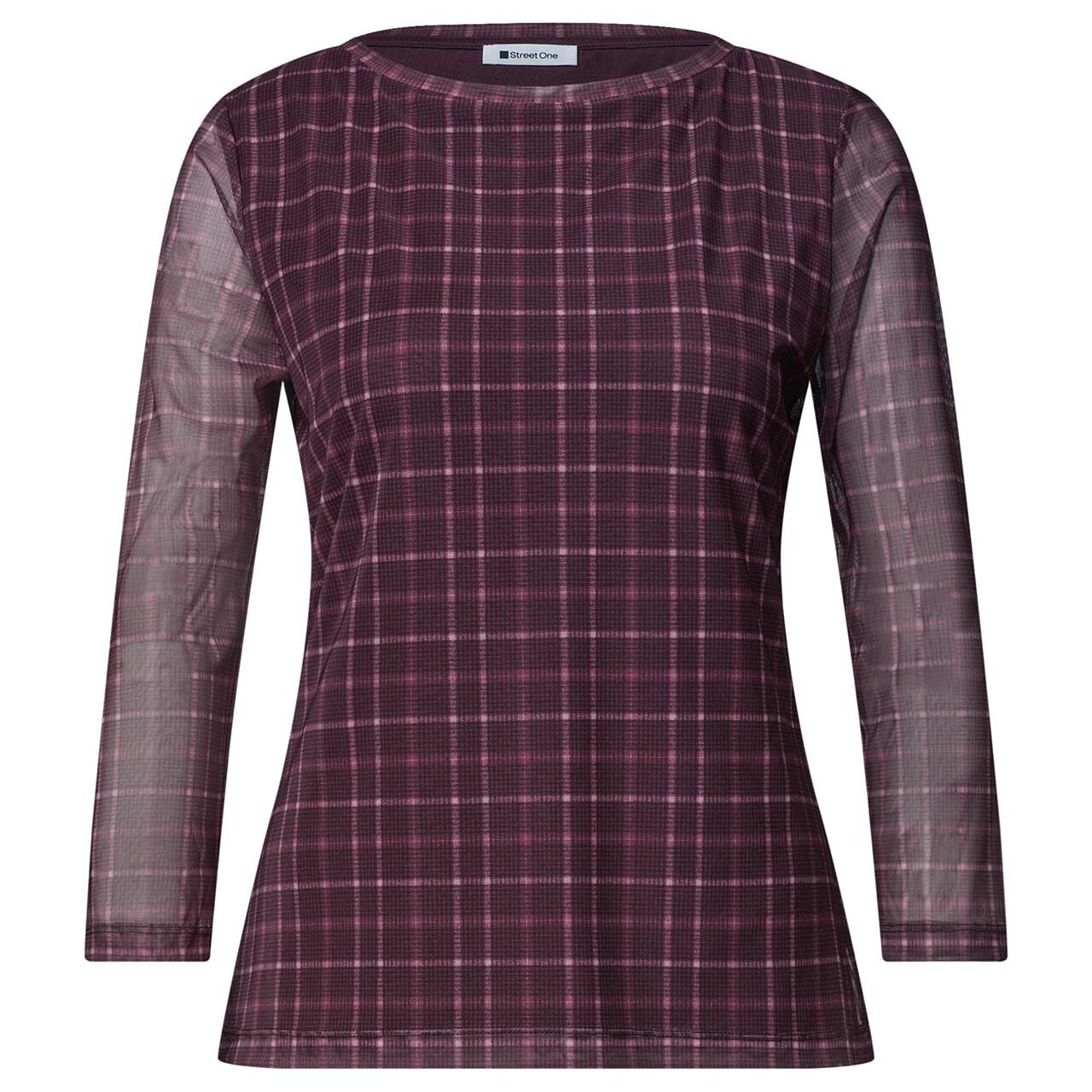 Street One Damen 3/4 Arm Shirt Printed Mesh rustic rouge