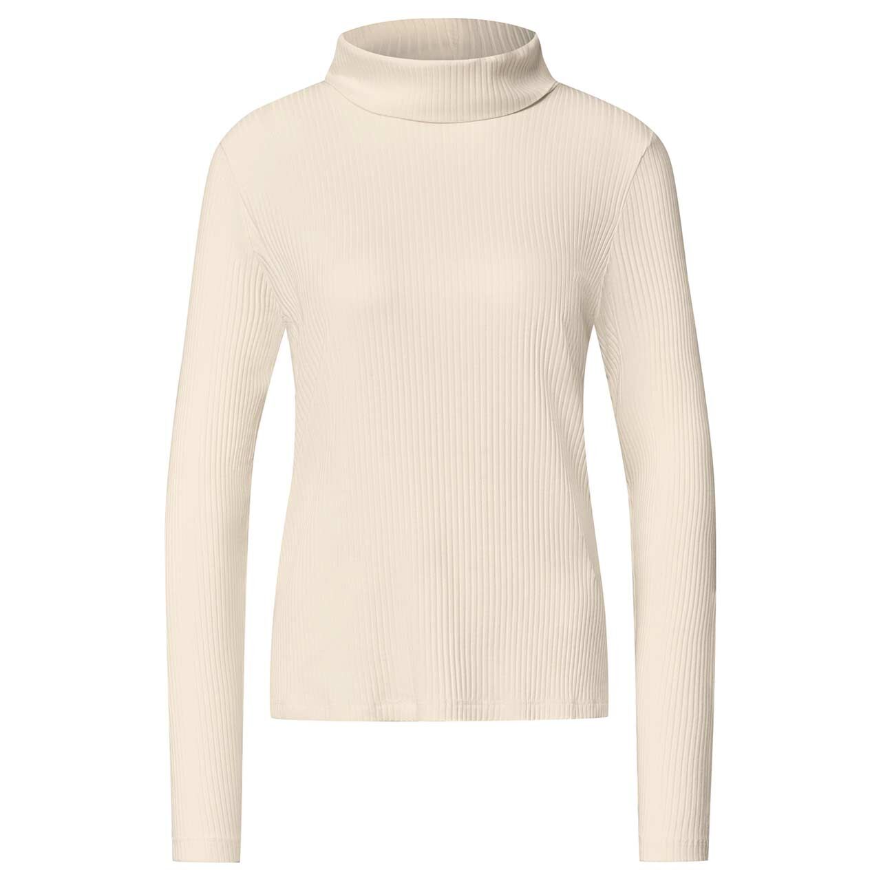 Street One Damen Rollkragen Langarmshirt Basic Big Rib Roll Neck pure beige
