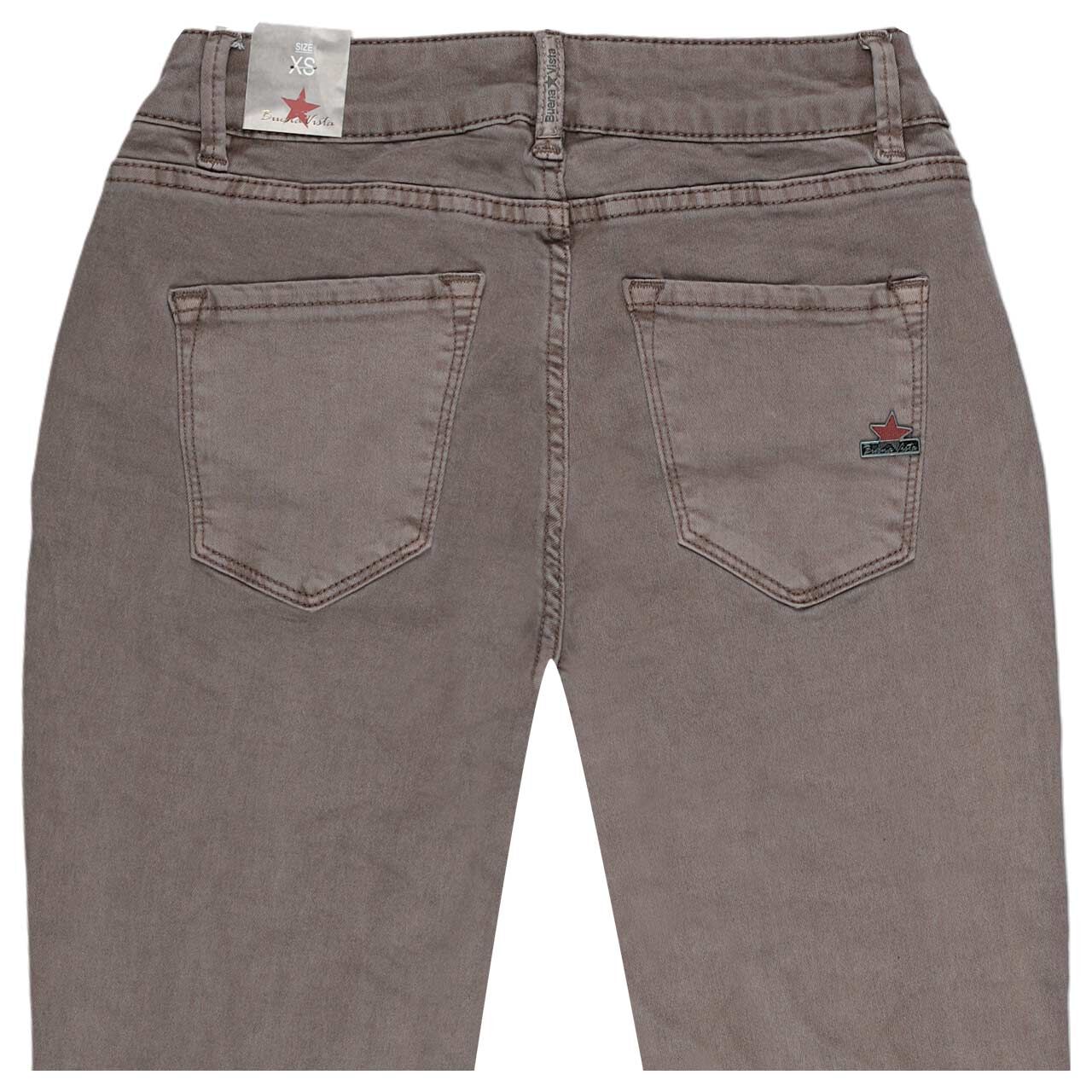 Damen Baumwollhose Italy V 7/8 Stretch Twill von Buena Vista in Grau-Braun, Rückansicht