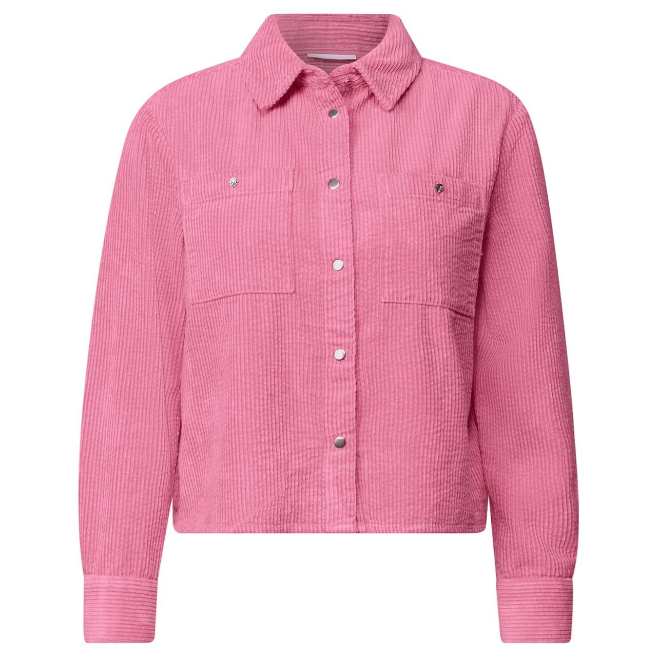 Street One Damen Langarm Cord Bluse Corduroy Shirtcollar Button Detail warm blush