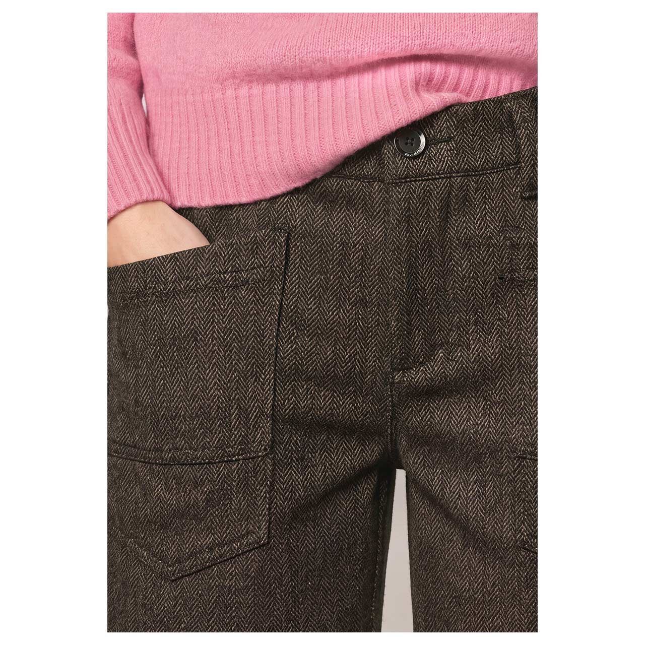 Street One Karlie Barrel Ankle Hose black coffee herringbone