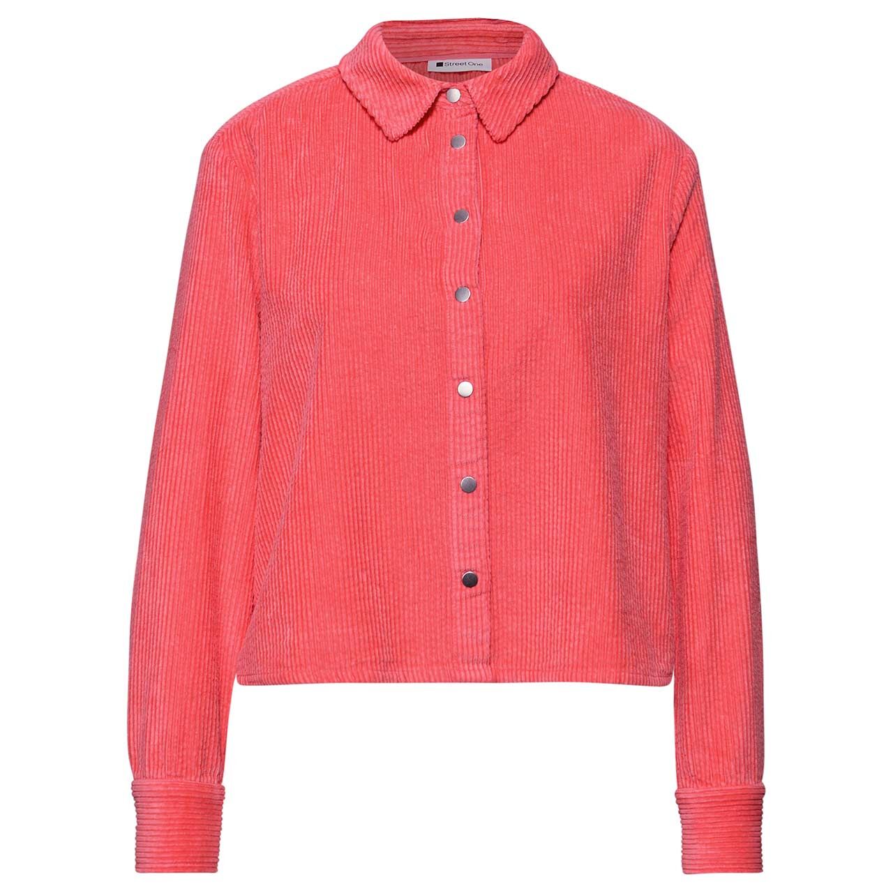 Street One Damen Langarm Cord Bluse Corduroy Shirtcollar striking coral