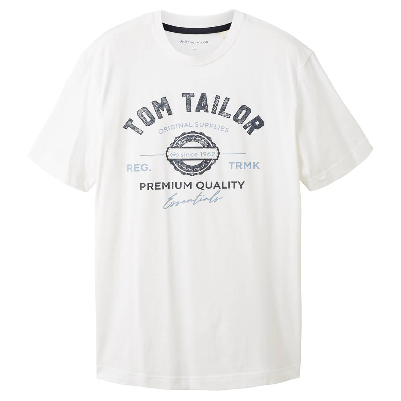 Tom Tailor Herren T-Shirt white logo print Tom Tailor Herren T-Shirt white logo print