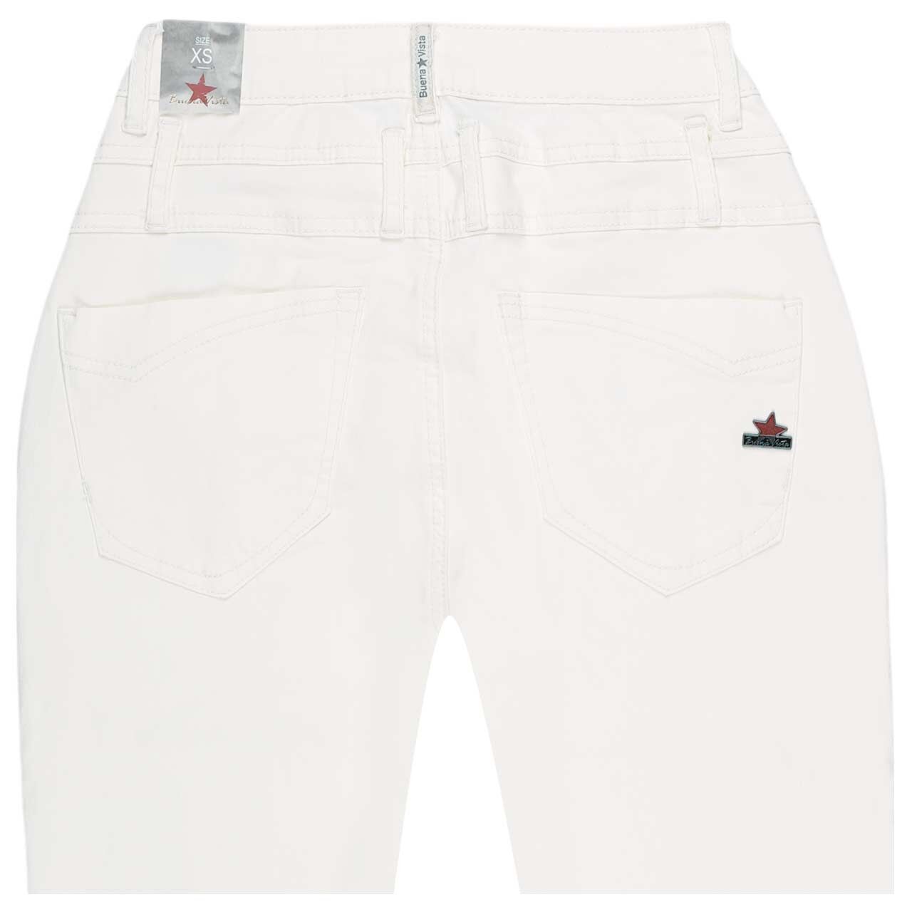 Damen Baumwollhose Florida-Z Cropped Stretch Twill von Buena Vista in Cremeweiß, detaillierte Rückansicht