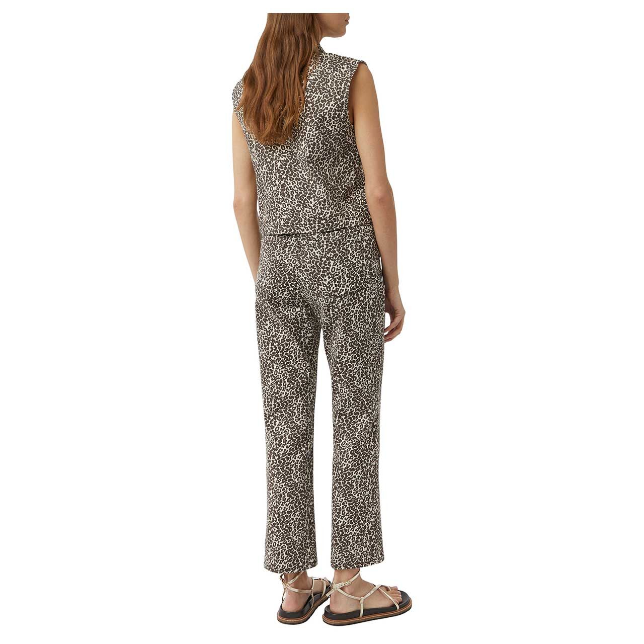 Damen Weste von Comma in Beige mit Leo-Print, Rückansicht am Modell