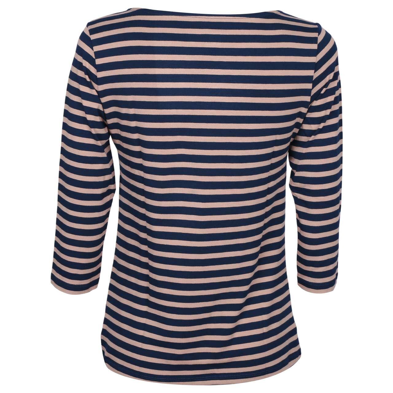 Damen 3/4 Arm Shirt von Munich Freedom in Blau-Hellbraun gestreift, Rückansicht