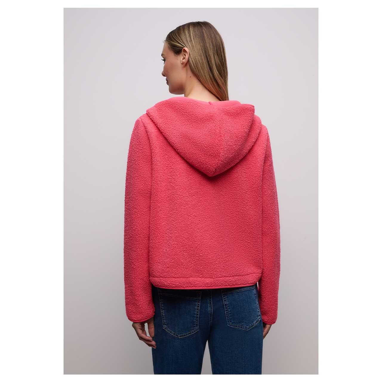 Damen Teddyjacke Hood Jacket von Street One in Pink, Rückansicht am Model