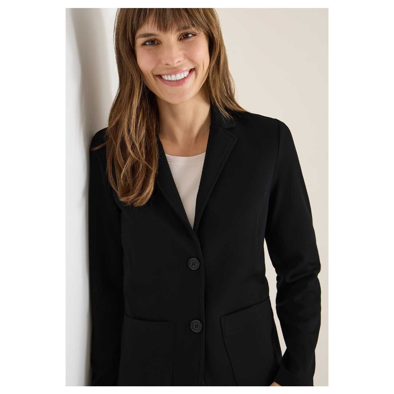 Damen Blazer von Cecil in der Farbe Schwarz, Detailansicht vorne Model