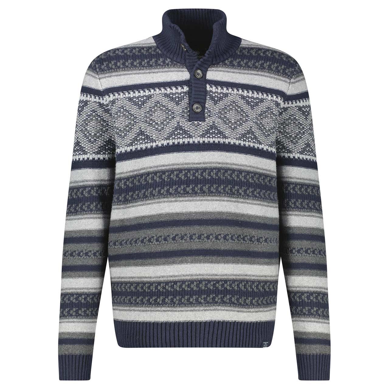 Lerros Herren Pullover Troyer classic navy jacquard knit