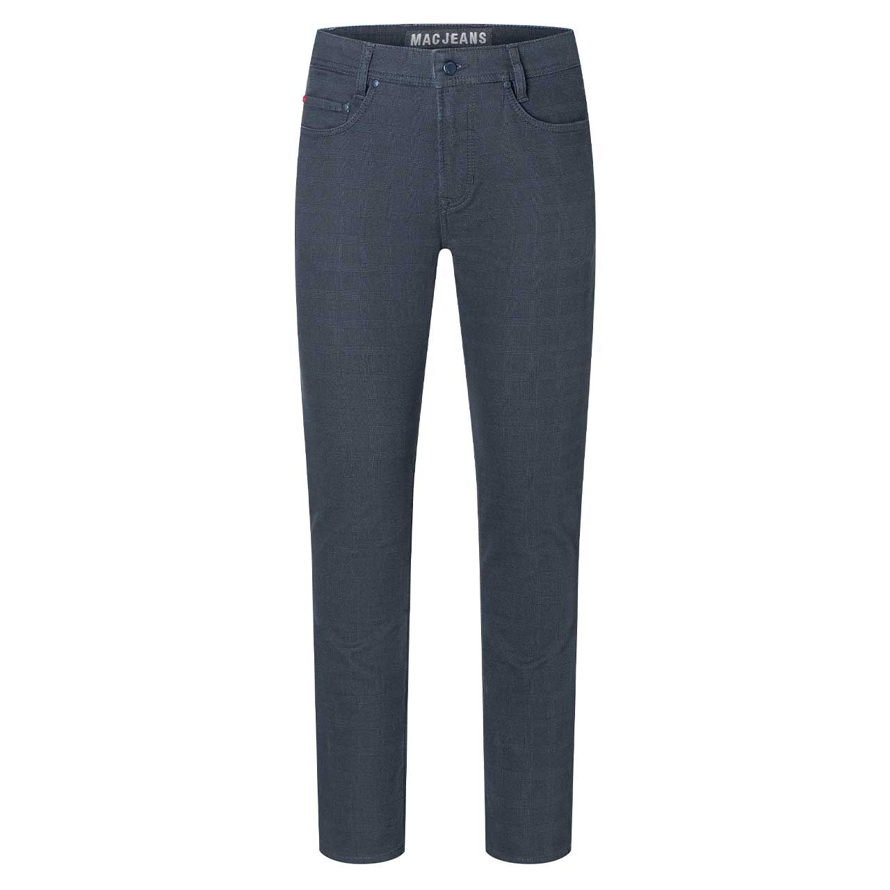Herren Baumwollhose Jogn Jeans von MAC in Dunkelblau kariert, Vorderansicht am Model