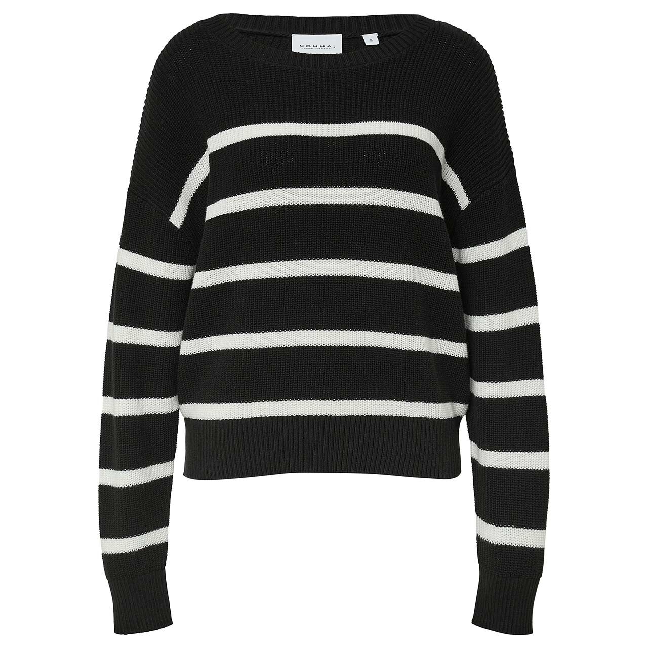 Comma Damen Pullover black off white stripes 