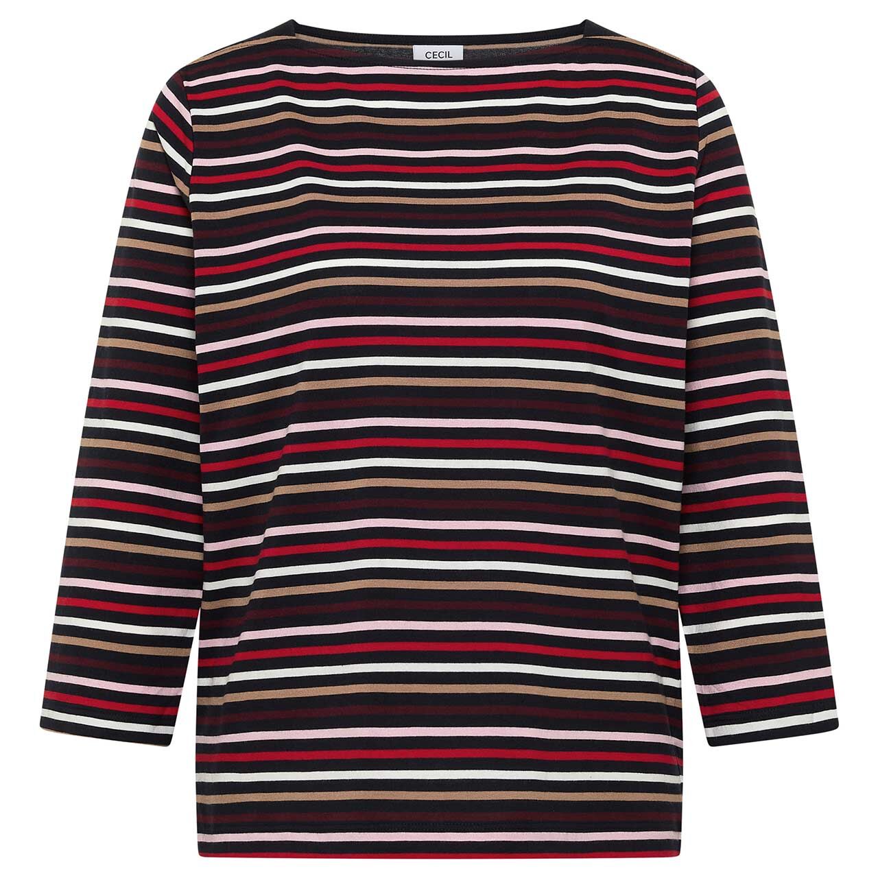 Cecil Damen 3/4 Arm Shirt Multi Striped Boatneck urban dark blue