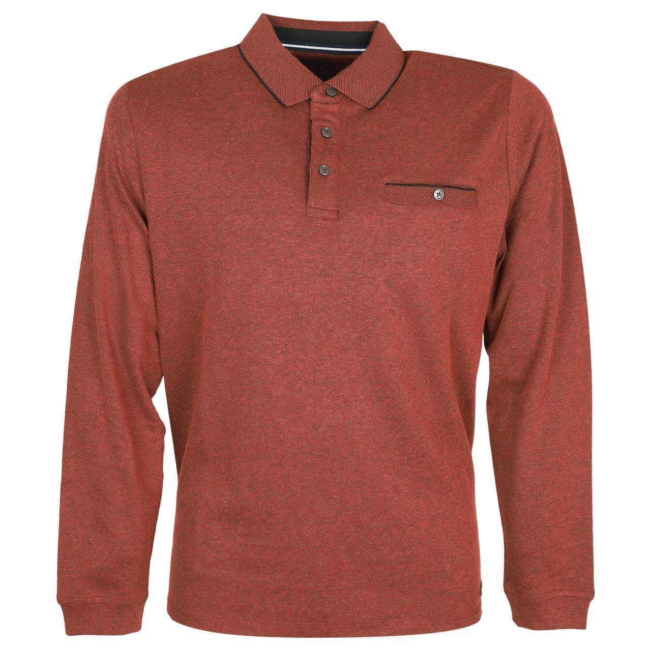Casa Moda Herren Polo Langarm Shirt orange melange
