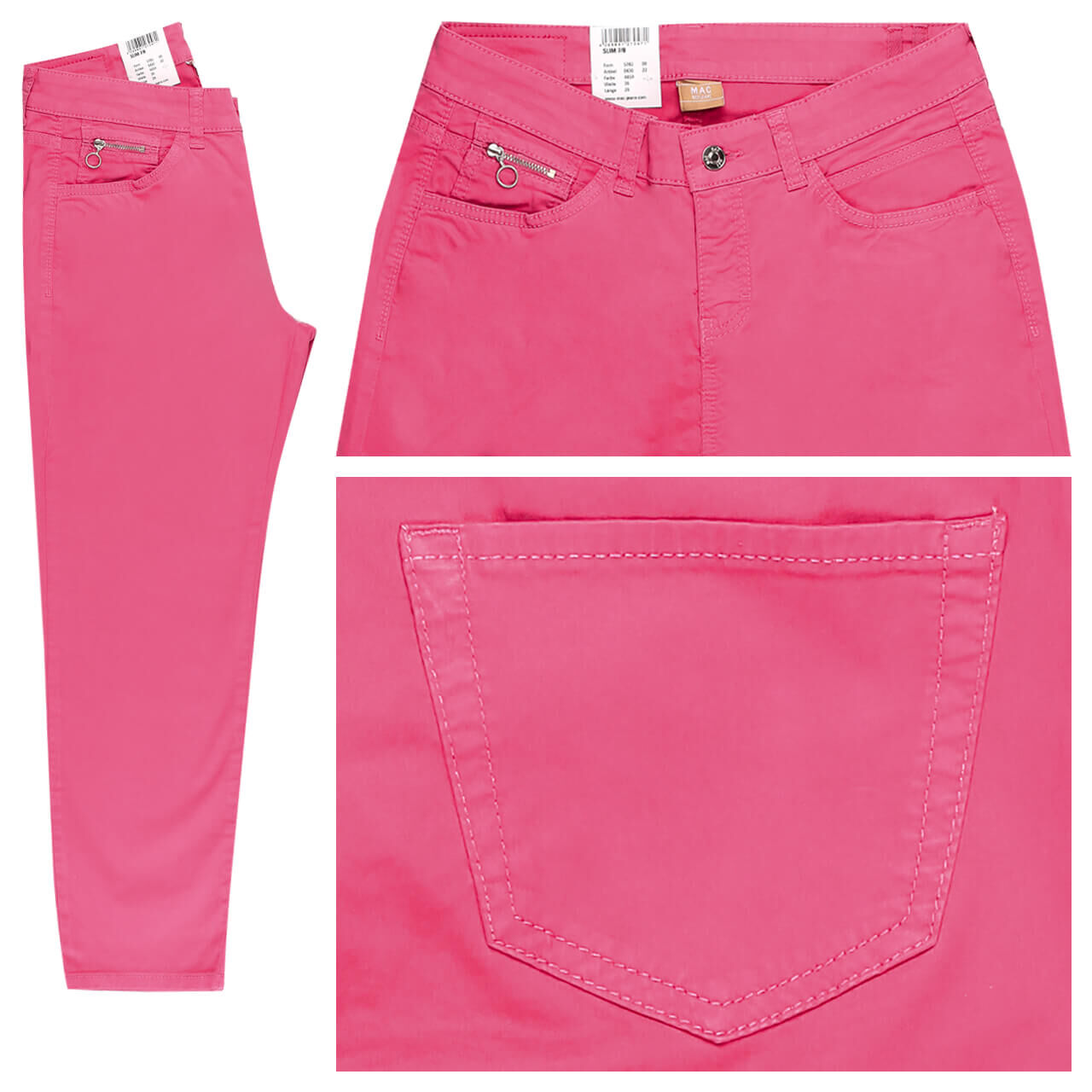 MAC Slim 7/8 Baumwollhose für Damen in Pink, FarbNr.: 445R