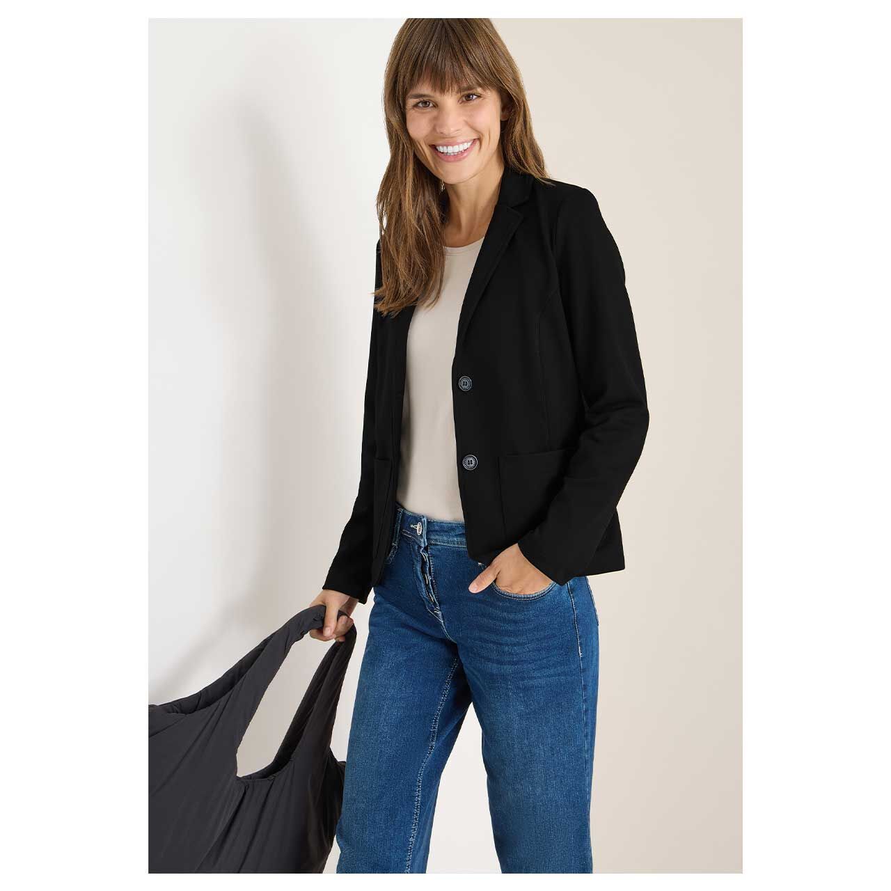 Damen Blazer von Cecil in der Farbe Schwarz, Ganzkörperansicht Seite