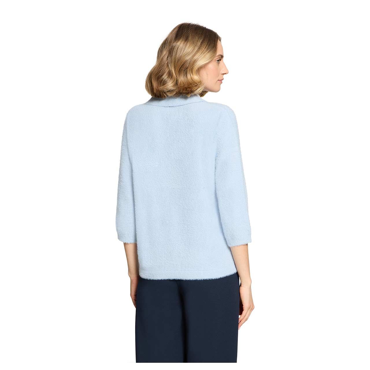 Damen Polo 3/4 Arm Pullover von Betty Barclay in Hellblau, Rückansicht am Model