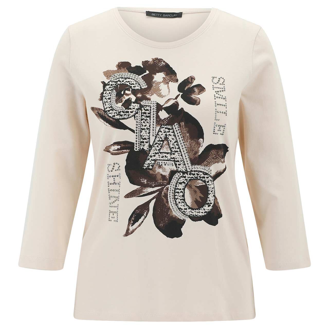 Betty Barclay Damen 3/4 Arm Shirt beige black print